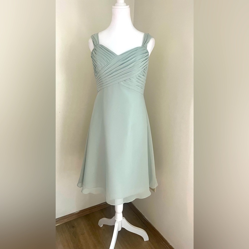 Elegant Sage Green Chiffon Dress